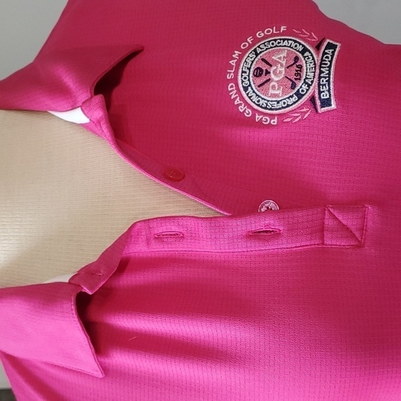CUTTER & BUCK, women's golf shirt. Fushia pink size small petite. PGA BERMUDA - Picture 2 of 13